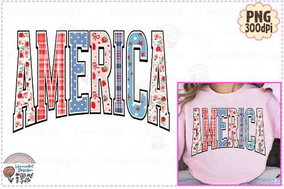 America Flag Retro 4th of July PNG
