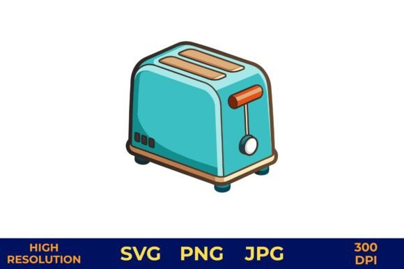Bright Blue Toaster with Wooden Accents