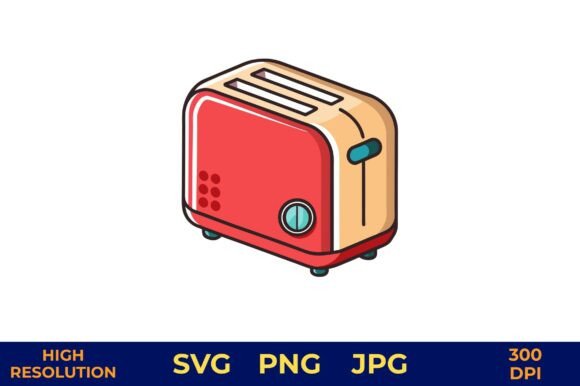 Bright Retro Toaster in Flat Vector