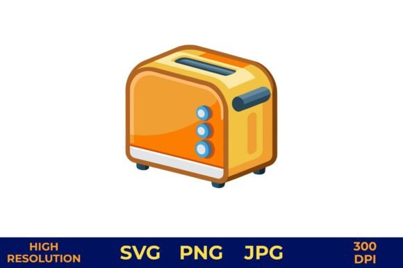 Bright Yellow Toaster Icon in Flat Review