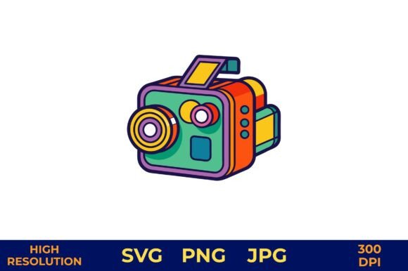 Camera Illustration with Solid Outlines