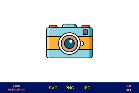 Colorful Retro Camera Design Vector Art