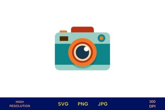 Colorful Retro Camera Icon Vector Design Review