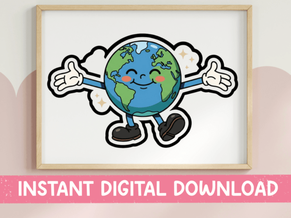 Cute Earth Character Retro Design Review