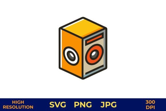 Orange Retro Speaker Icon in Vector