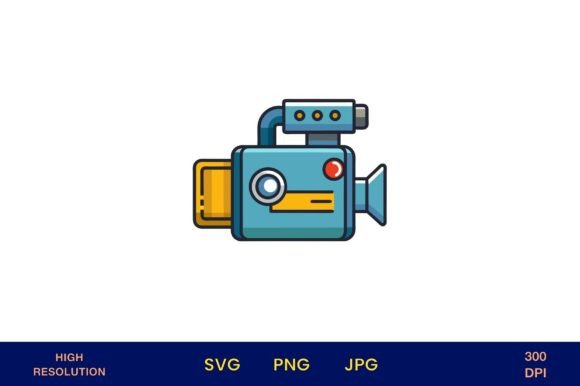 Retro Camcorder Vector Design on White