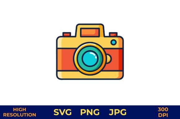 Retro Camera Vector Design with Vibrant