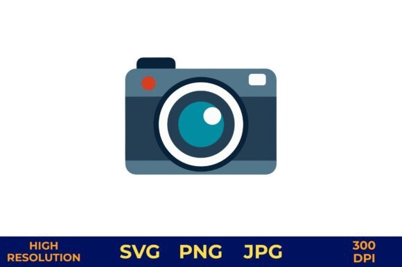 Retro Camera Vector Icon with Teal Lens