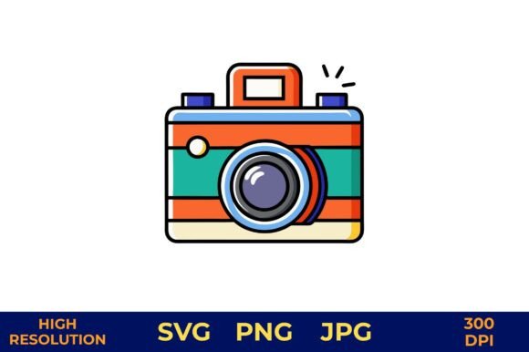 Retro Camera Vector with Bright Flash