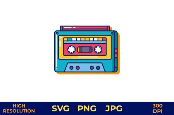 Retro Cassette Player in Bright Vector Review