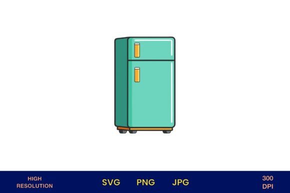Retro Fridge Design in Teal Color Vector