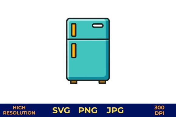 Retro Fridge Vector Design in Teal Color