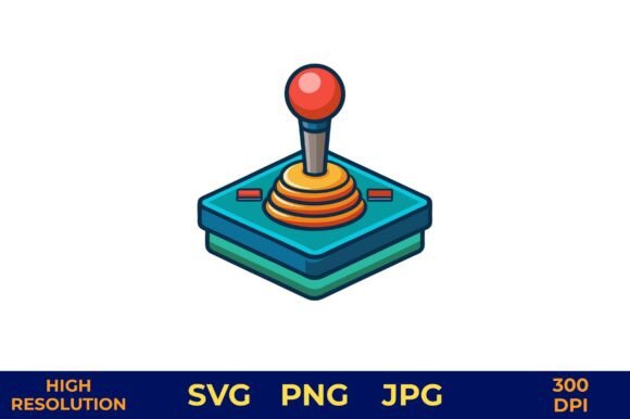 Retro Joystick Vector in Bright Colors