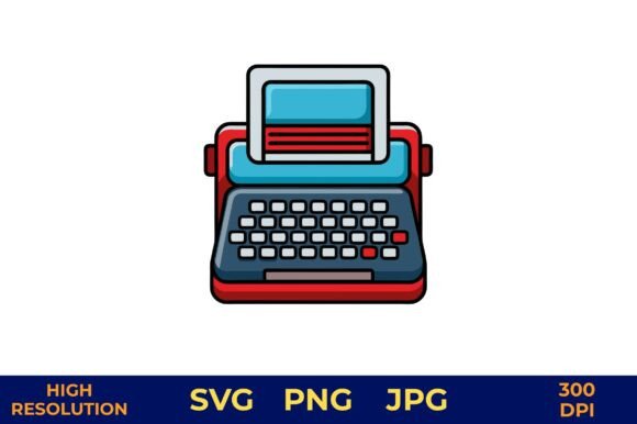 Retro Typewriter Icon in Vibrant Colors