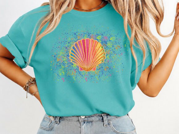 Seashell Splatter Beach T-Shirt Design Review