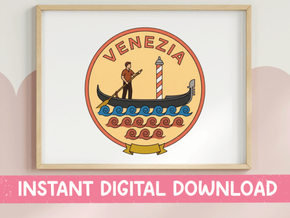 Venezia Gondola Badge Retro Print Review
